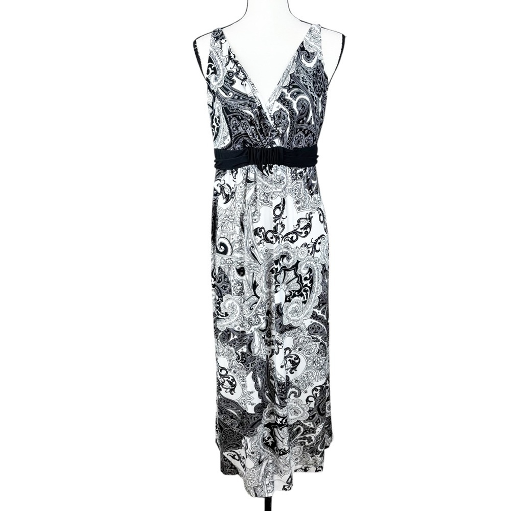 Soma Intimates Britney Harlow Paisley Black and White Maxi Dress Size Large